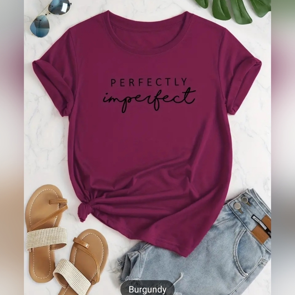 NWT T Shirts Burgundy Perfectly Imperfect Size S M L